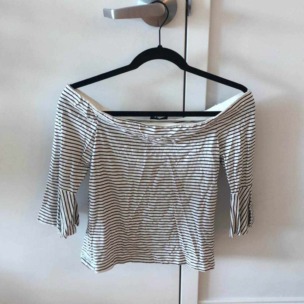 Top shop stripe off the shoulder top